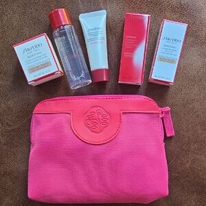 Shiseido Skincare Collection with Pink and Red Accents